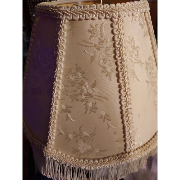 Cream Boudoir Lamp Shade with Tassel Bottom Frindge1960's 7 Inches Tall - Picture 3 of 16
